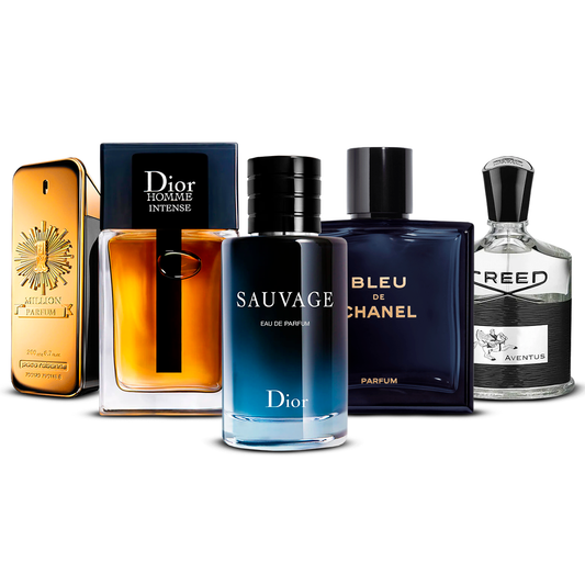 Set 5 Parfumuri  –  1 Million, Dior Homme Intense, Sauvage, Bleu de Chanel și Creed Aventus  [100 ml fiecare]
