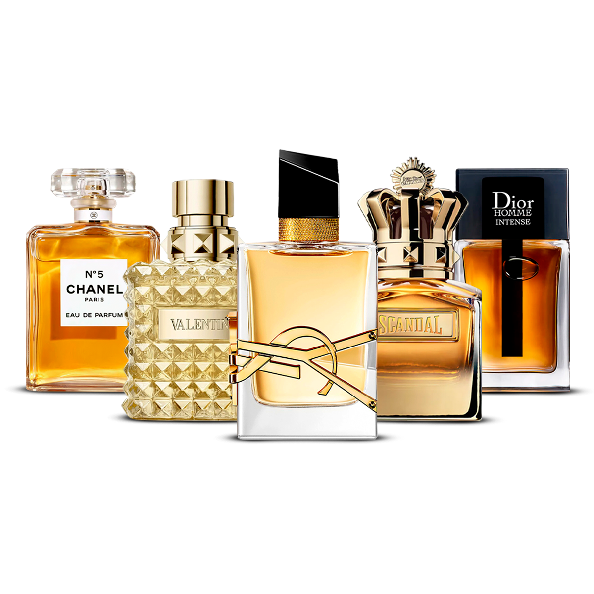 Set 5 Parfumuri  – Chanel Nº5, Valentino Uomo, Yves Saint Laurent Libre, Scandal Pour Homme și Dior Homme Intense  [100 ml fiecare]
