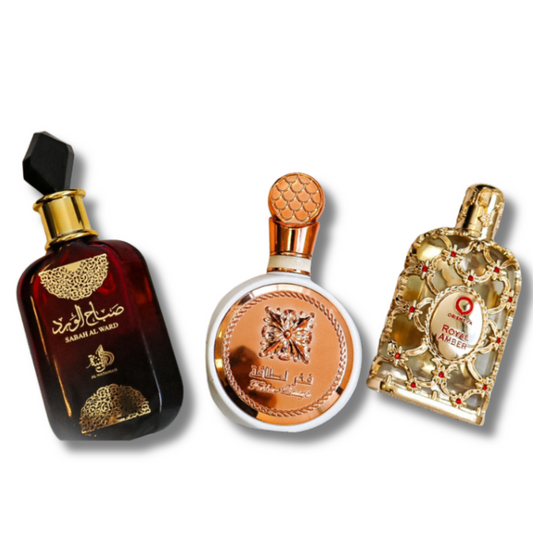 Set 3 Parfumuri | Sabah Al Ward 100 ml, Fakhar 100 ml, Royal Amber 100 ml